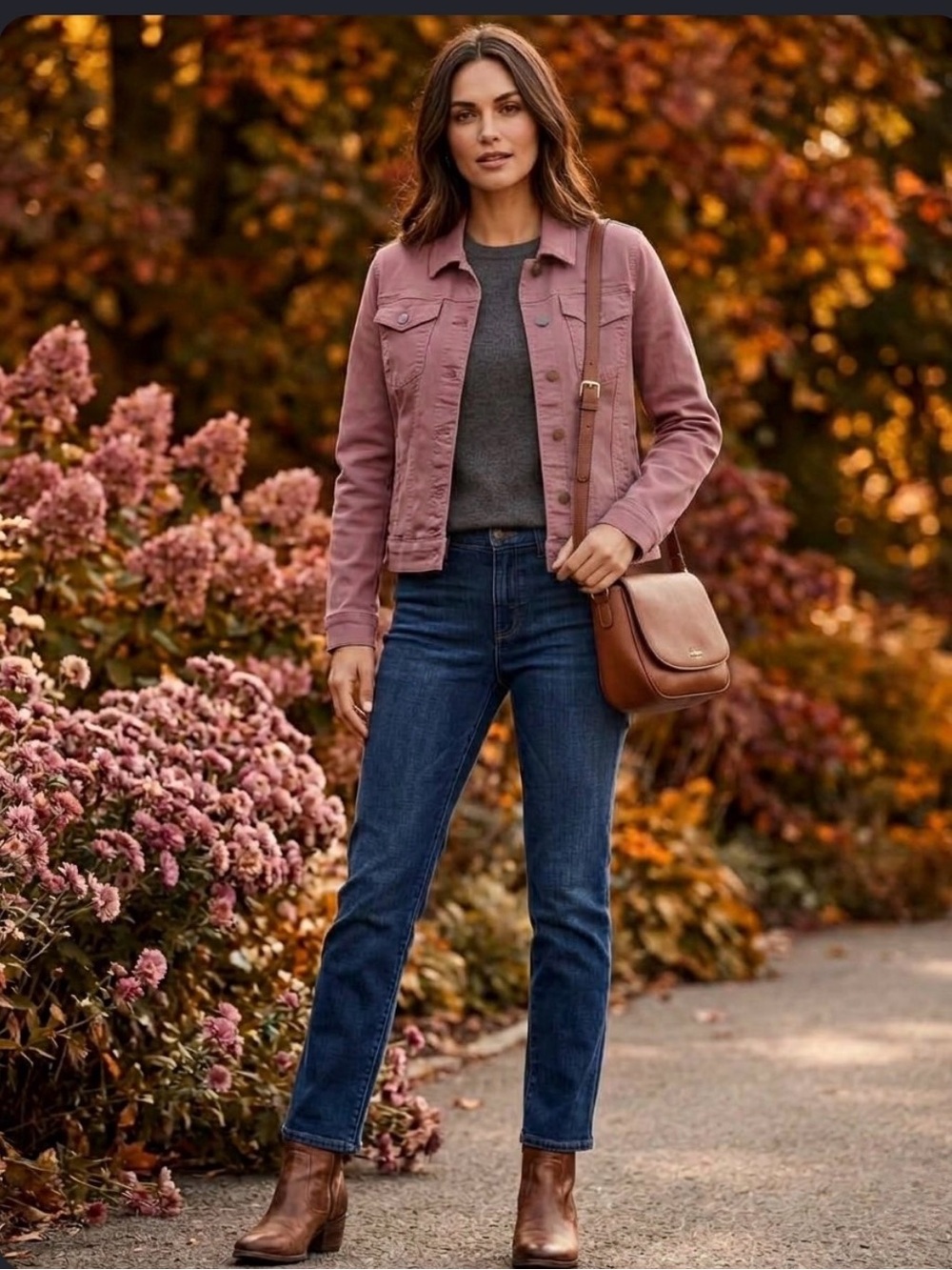 Prosperity Stretch Cotton Trucker Denim Jacket in Dusty Mauve size L